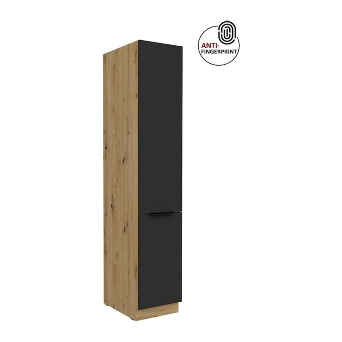 Küchen Hochschrank ARIA Vorratsschrank Modern Schwarz matt Anti Fingerprint Breite: 40 cm - Bild 1