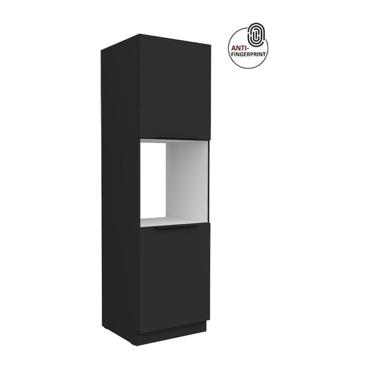 Küchen Hochschrank ARIA Vorratsschrank Modern Schwarz matt Anti Fingerprint Breite: 60 cm - Bild 1