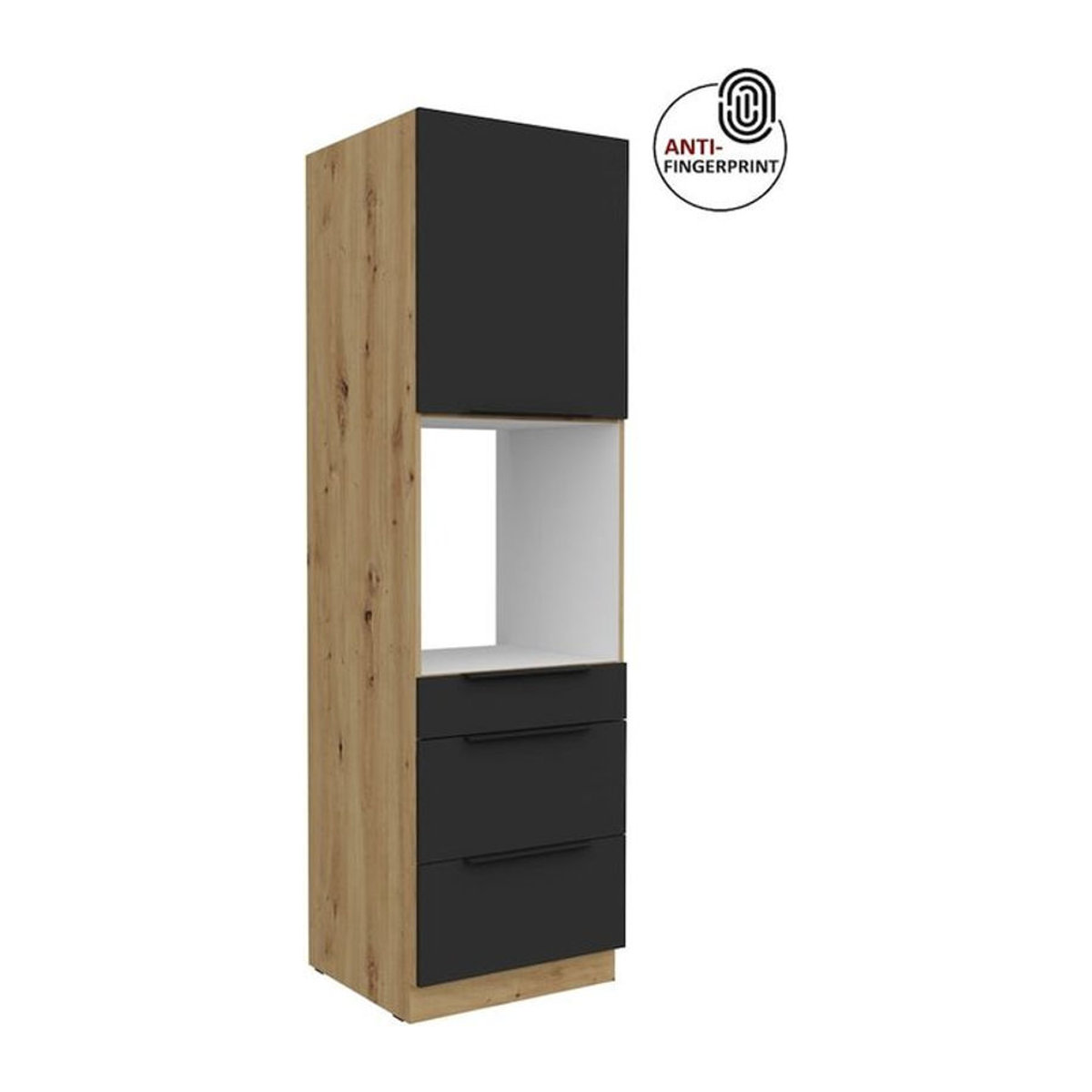 Küchen Hochschrank ARIA Vorratsschrank Modern Schwarz matt Breite: 60 cm - Bild 1