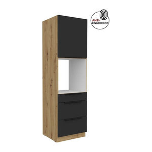 Küchen Hochschrank ARIA Vorratsschrank Modern Schwarz matt Breite: 60 cm