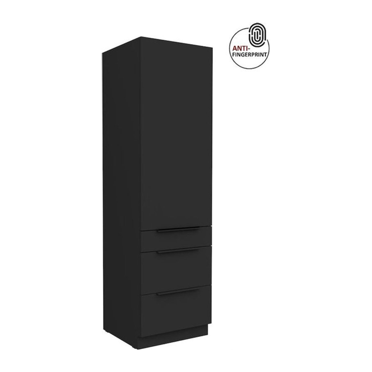 Küchen Hochschrank ARIA Vorratsschrank Modern Schwarz matt Breite: 60 cm - Bild 1