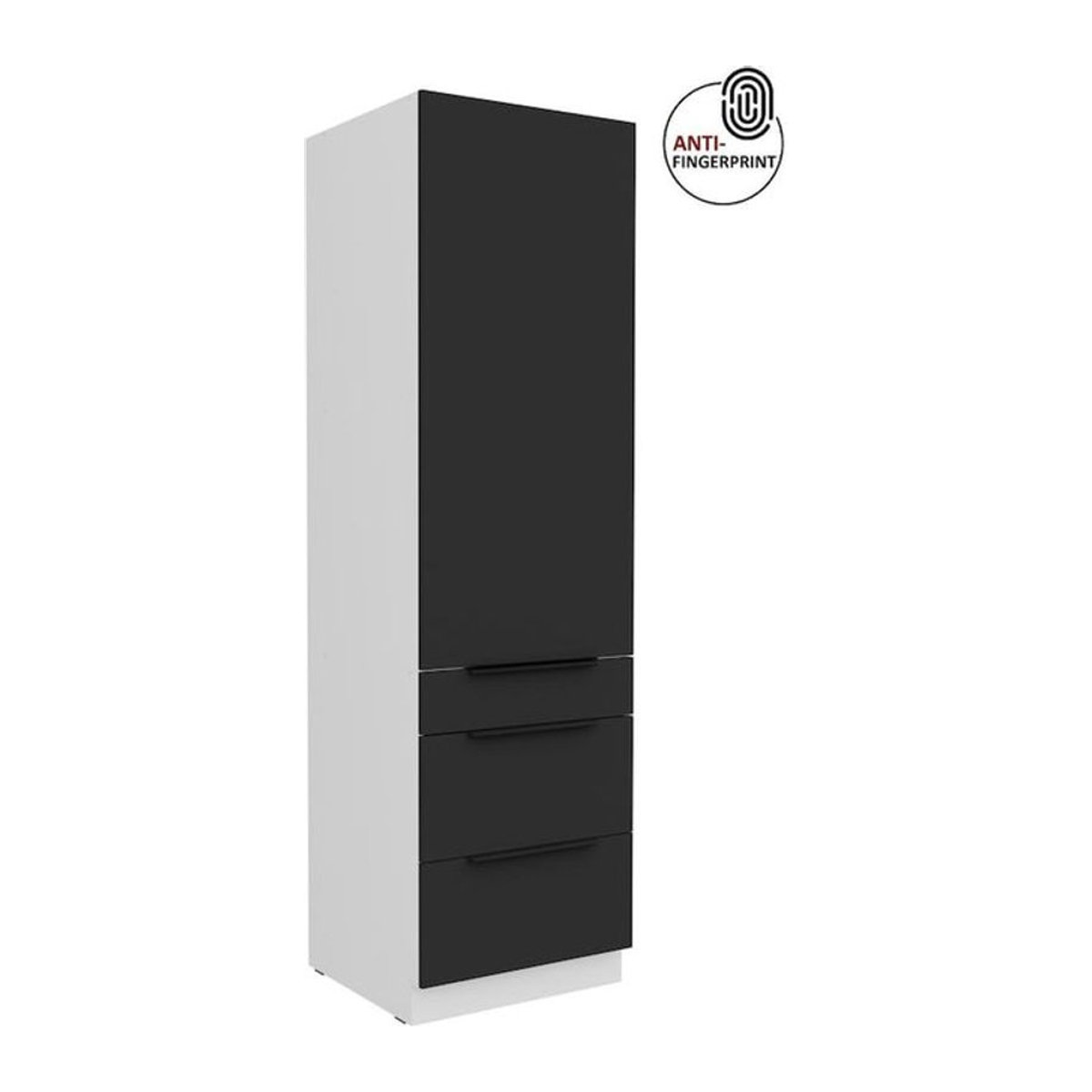 Küchen Hochschrank ARIA Vorratsschrank Modern Schwarz matt Breite: 60 cm - Bild 1