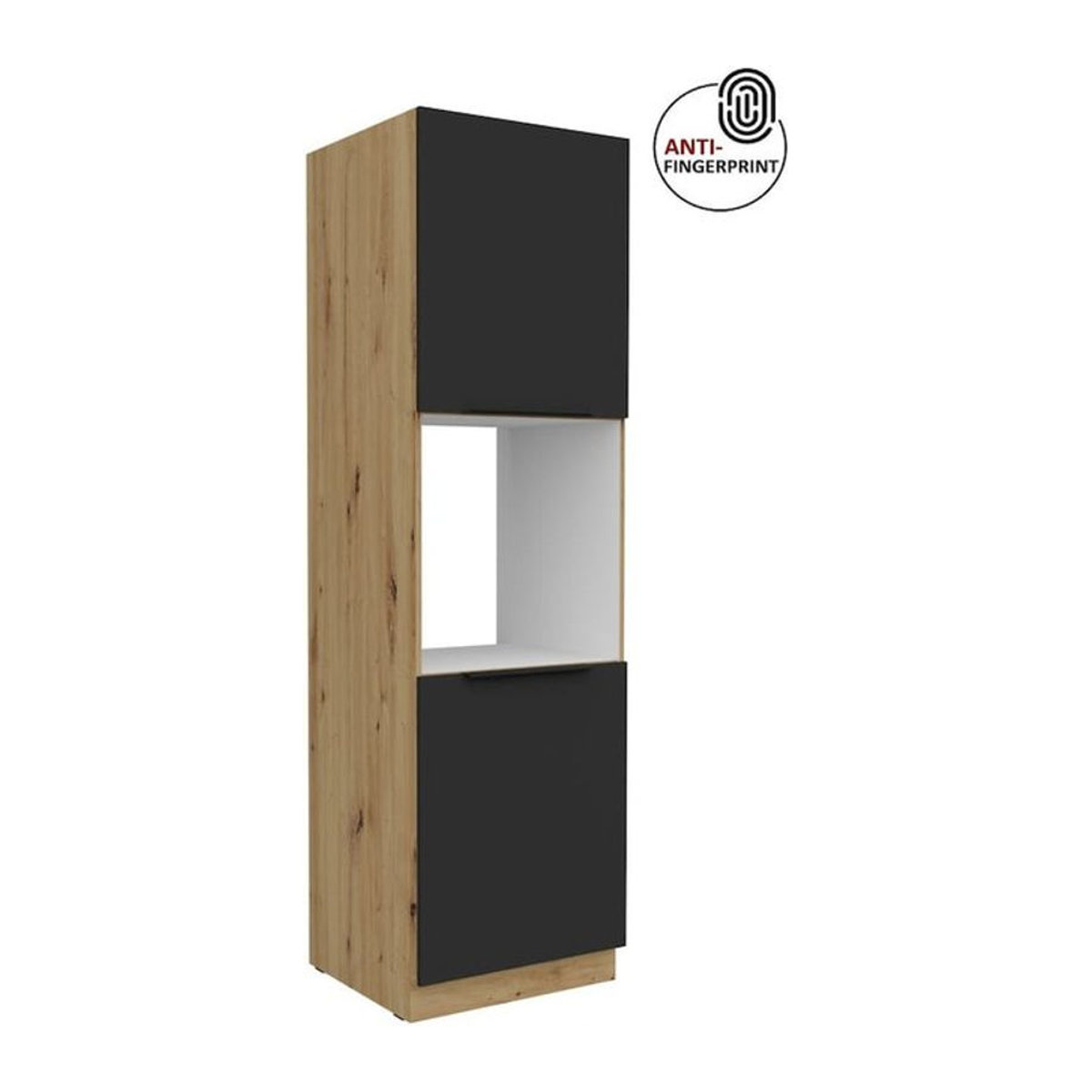 Küchen Hochschrank ARIA Vorratsschrank Modern Schwarz matt Breite: 60 cm - Bild 1