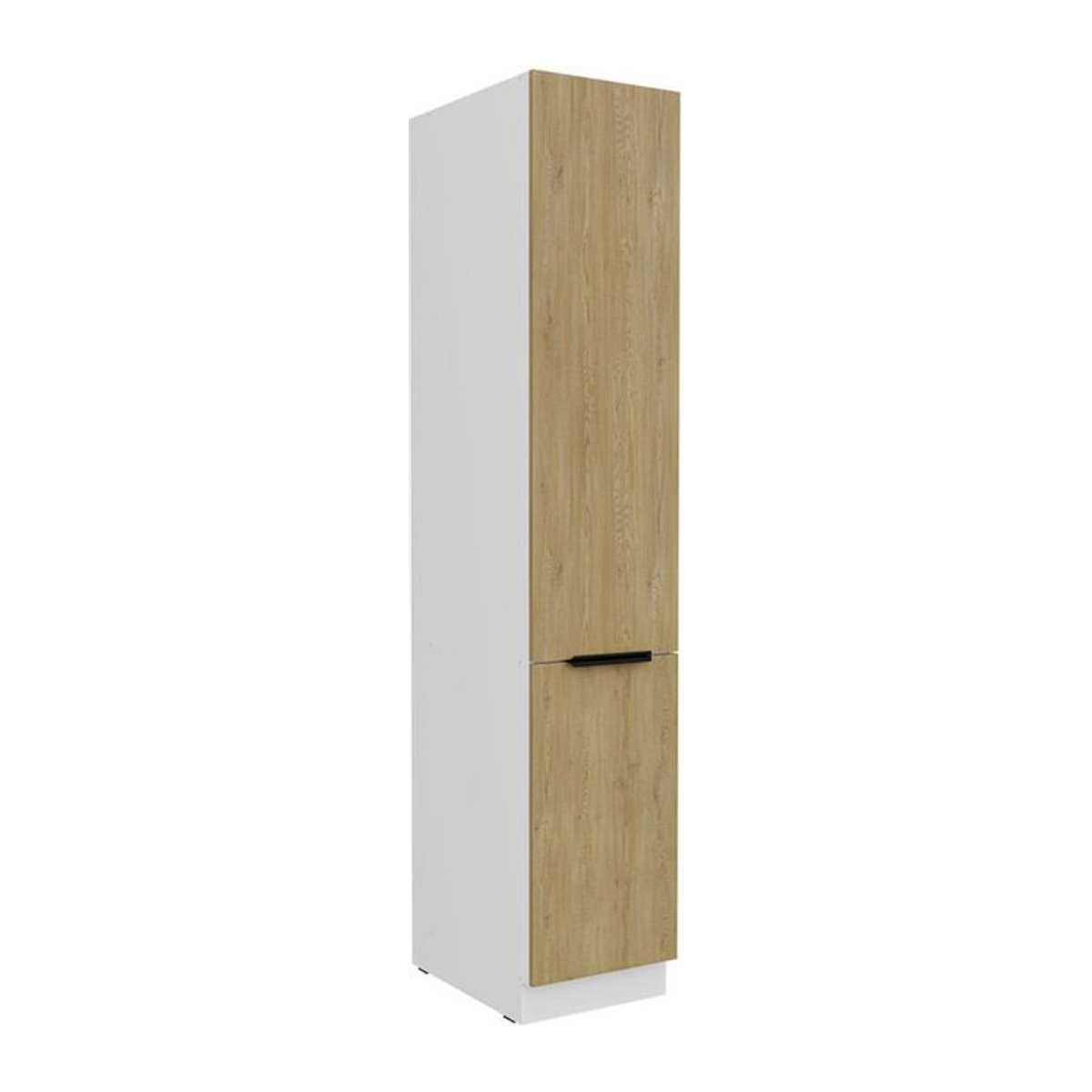 Küchen Hochschrank CREMONA Vorratsschrank in Eiche Natur und Weiß mit Breite: 40 cm - Bild 1