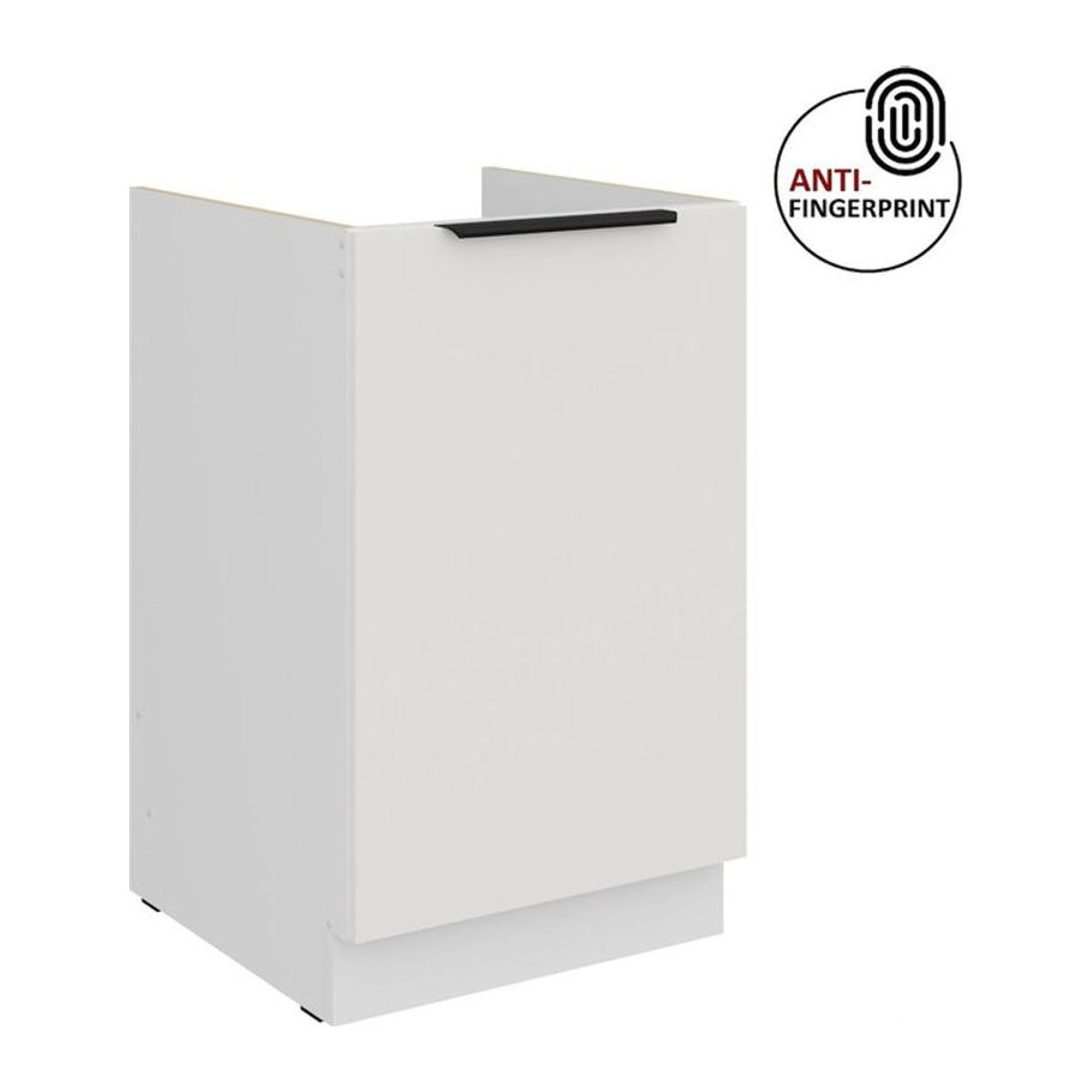 Küchen Spülenschrank ARIA in Weiss, ultra matt mit Anti-Fingerprint-Beschichtung, minimalistisches Design mit Drehtüren, Breite: 50 cm - Bild 1