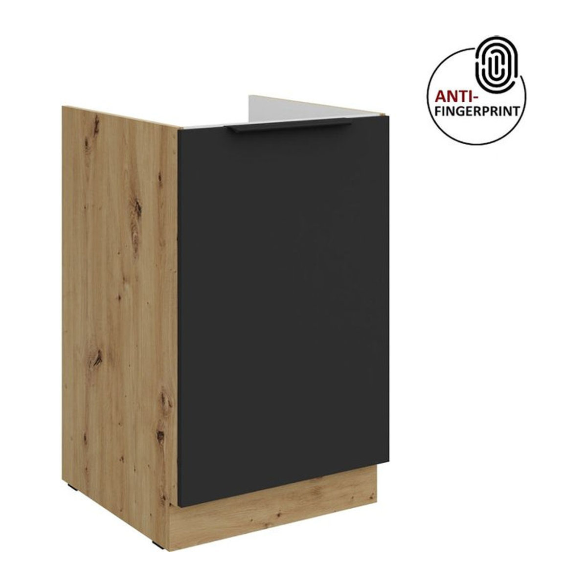 Küchen Spülenschrank ARIA Schwarz matt Anti Fingerprint mit Drehtüren - Bild 1