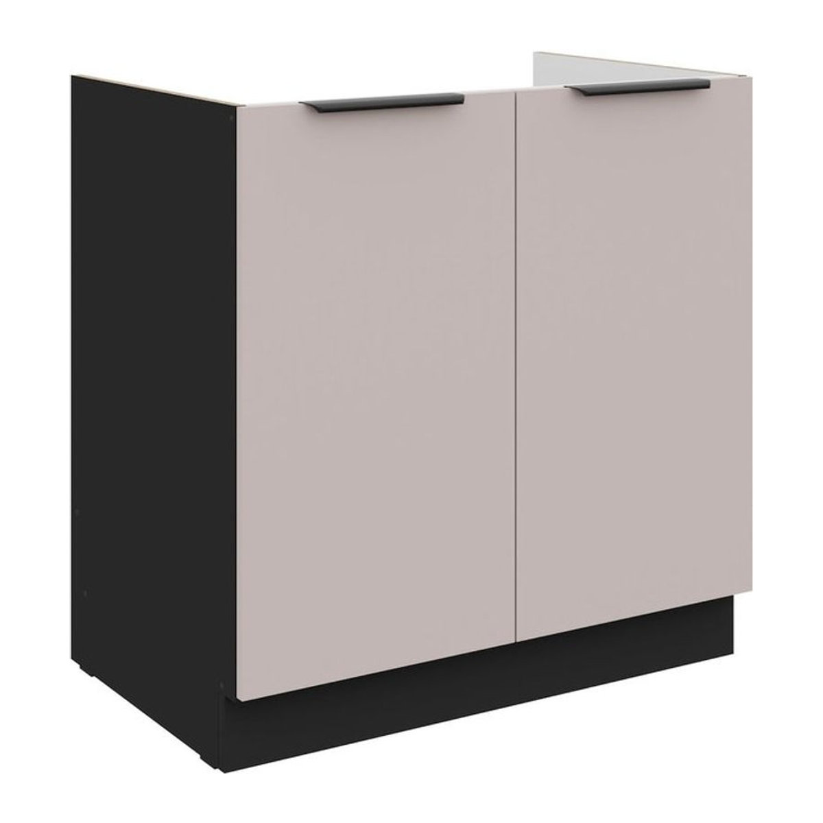 Küchen Spülenunterschrank ARONA in Kaschmir Beige und Schwarz mit Drehtüren, Breite: 80 cm - Bild 1