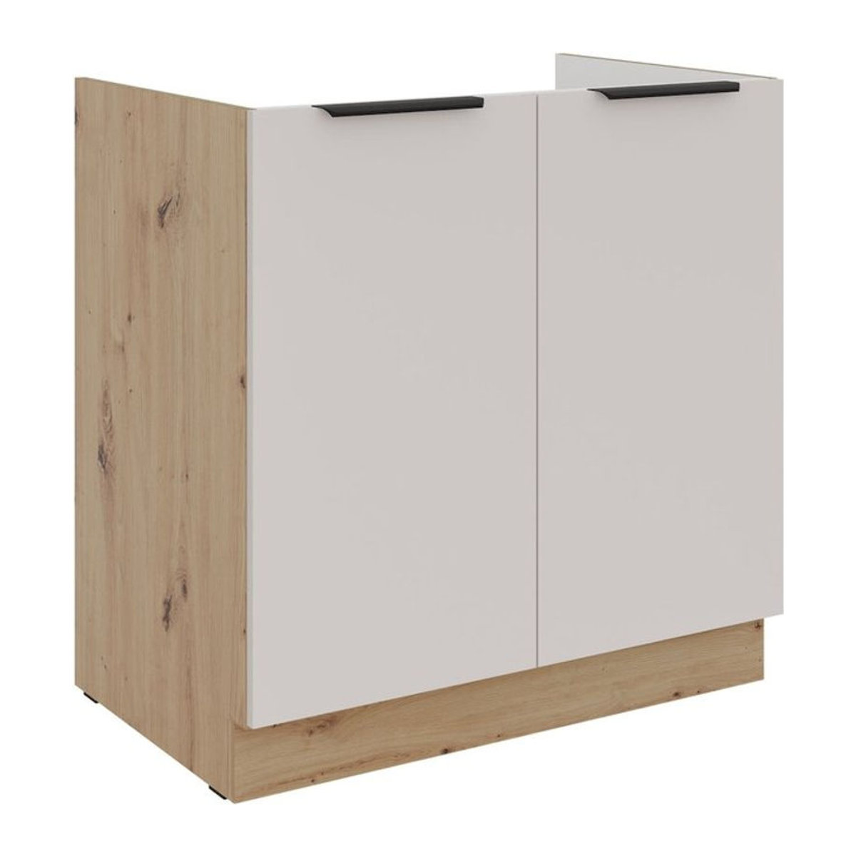 Küchen Spülenunterschrank SOLANO mit Drehtüren, Farbe: Kaschmir beige und Schwarz, Breite: 80 cm - Bild 1