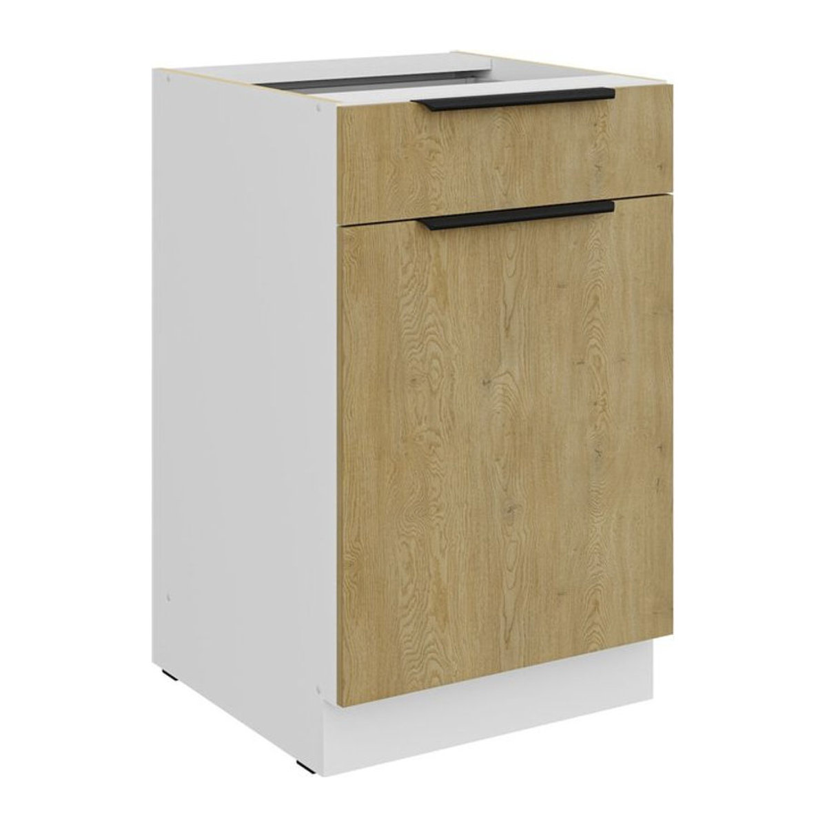 Küchen Unterschrank CREMONA Eiche Natur mit Vollauszug und Soft-Close, Breite: 50 cm - Bild 1