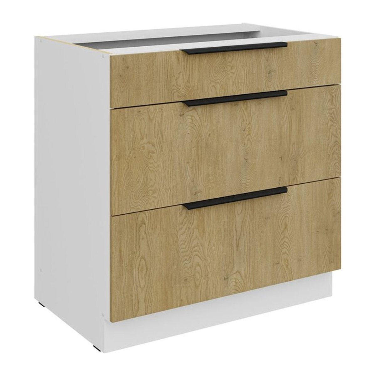 Küchen Unterschrank CREMONA Eiche Natur mit Vollauszug und Soft-Close, Breite: 80 cm - Bild 1