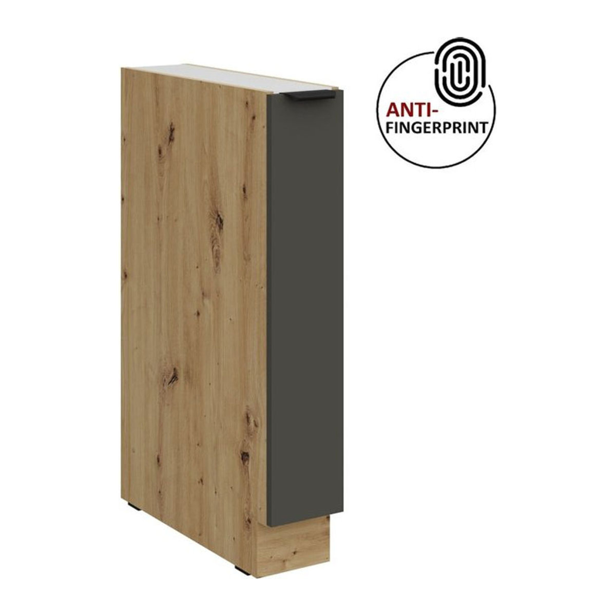 Küchen Unterschrank Schrankauszug ARIA in Graphite matt mit Anti-Fingerprint-Beschichtung, Grau/Anthrazit - Bild 1