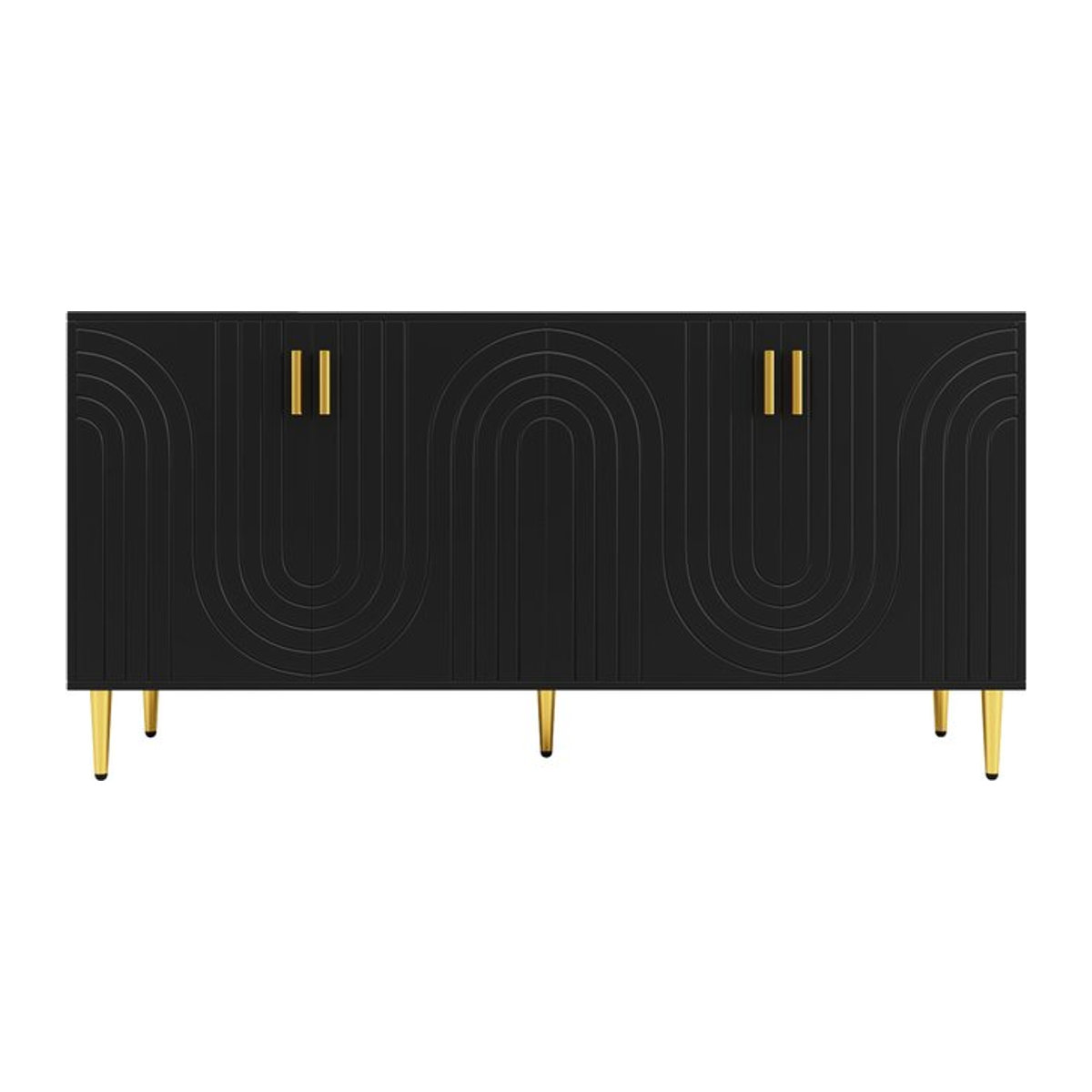 Küchenschrank Sideboard mit Wellendesign in Schwarz, B/T/H: 152 x 40 x 75 cm - Bild 1