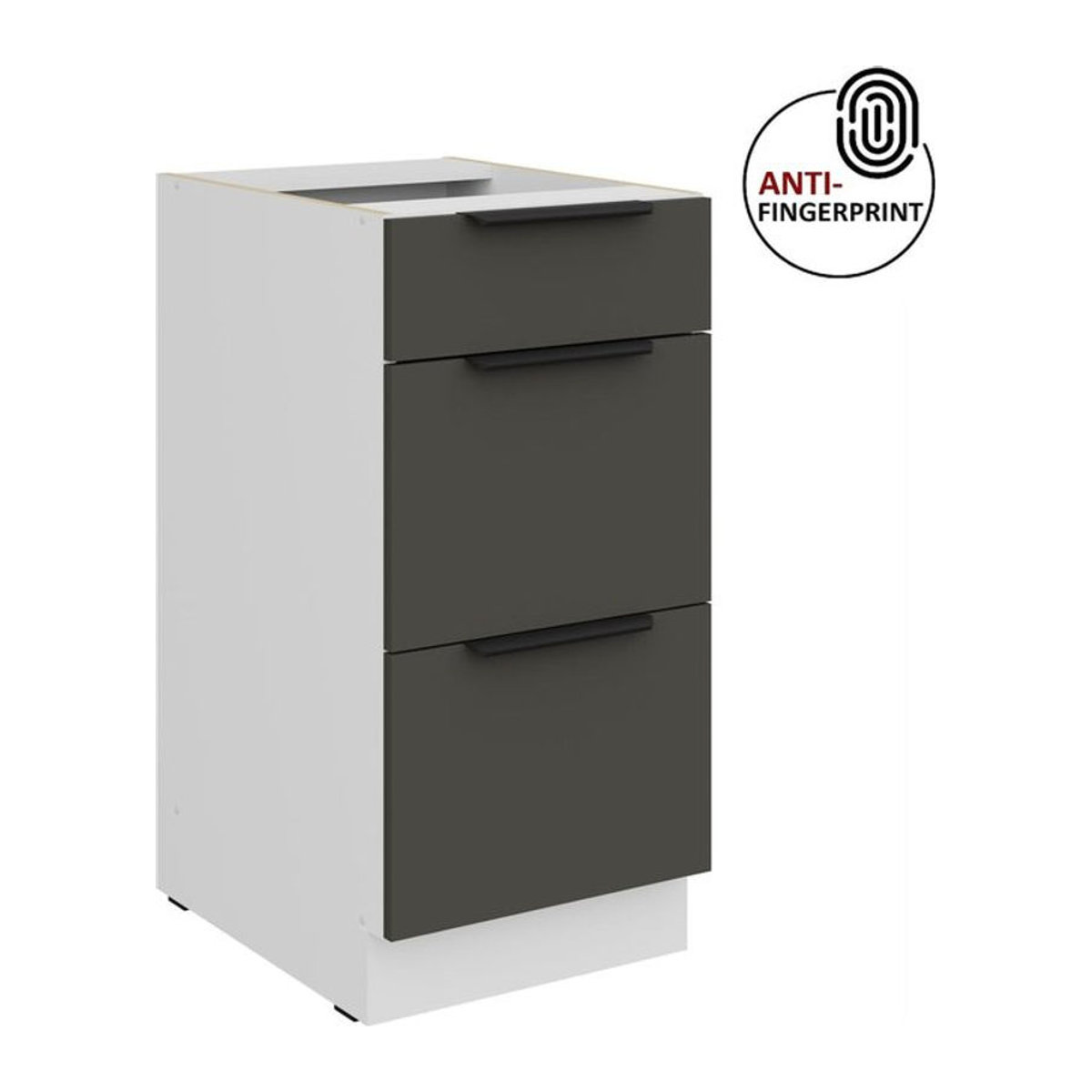 Küchenunterschrank ARIA in Graphite Matt mit Anti-Fingerprint-Beschichtung, Anthrazit/Grau - Bild 1