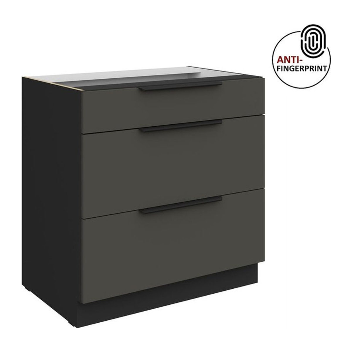 Küchenunterschrank ARIA in Graphite matt mit Anti-Fingerprint-Beschichtung, Breite: 80 cm - Bild 1