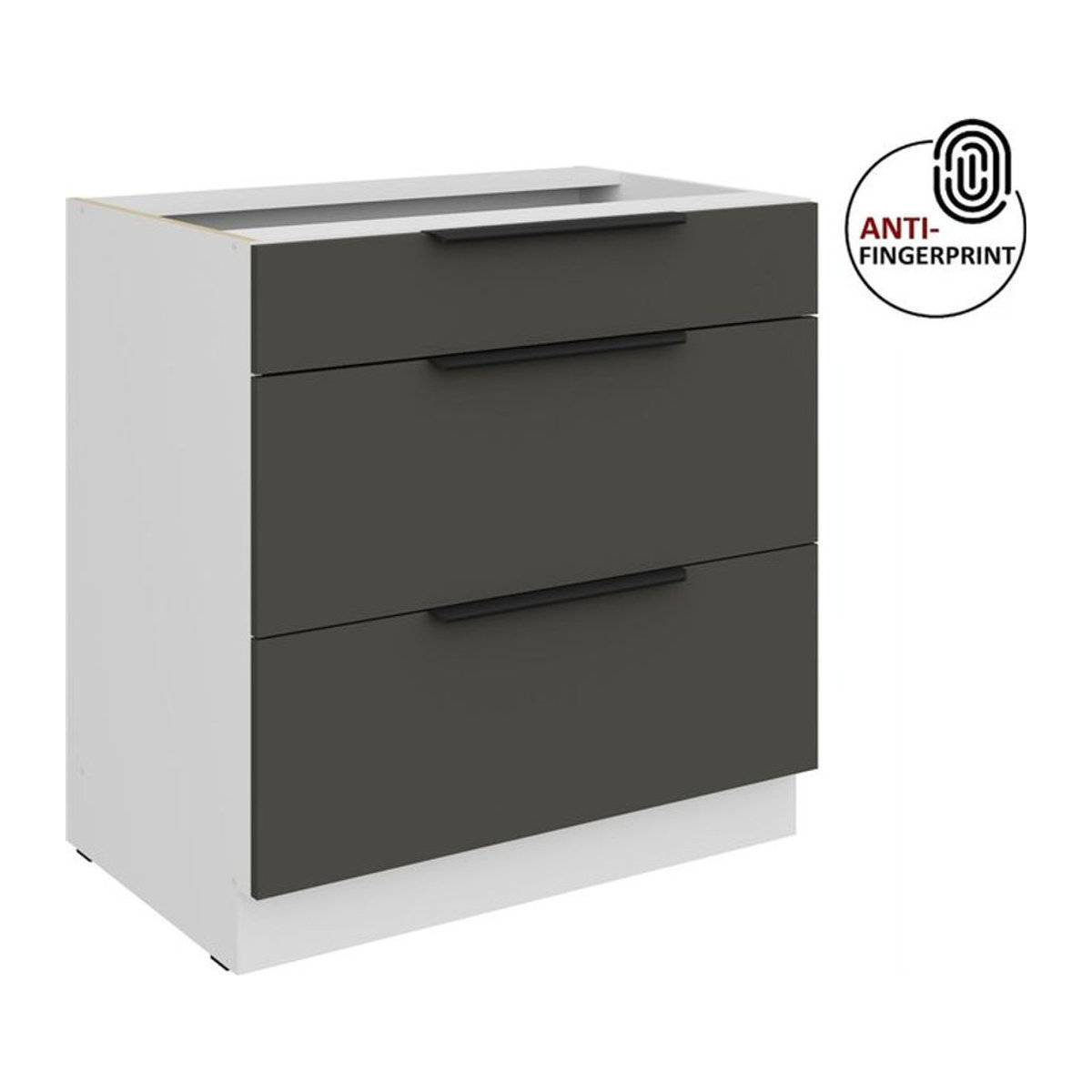 Küchenunterschrank ARIA in Graphite matt mit Anti-Fingerprint-Beschichtung, Breite: 80 cm - Bild 1