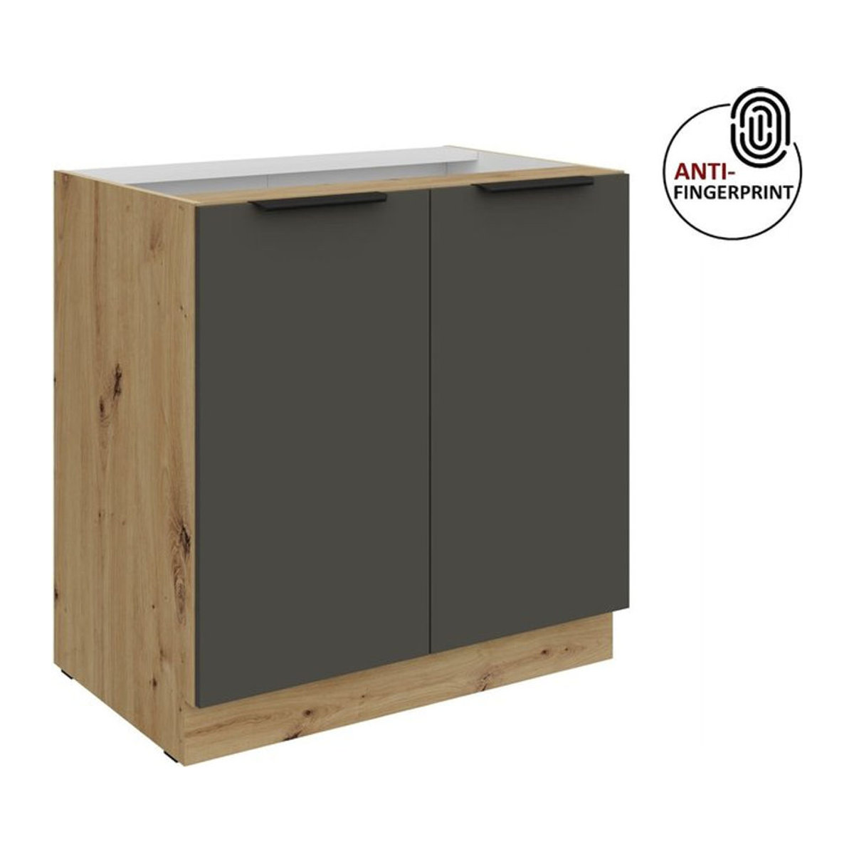 Küchenunterschrank ARIA in Graphite matt mit Drehtüren, Breite: 80 cm - Bild 1