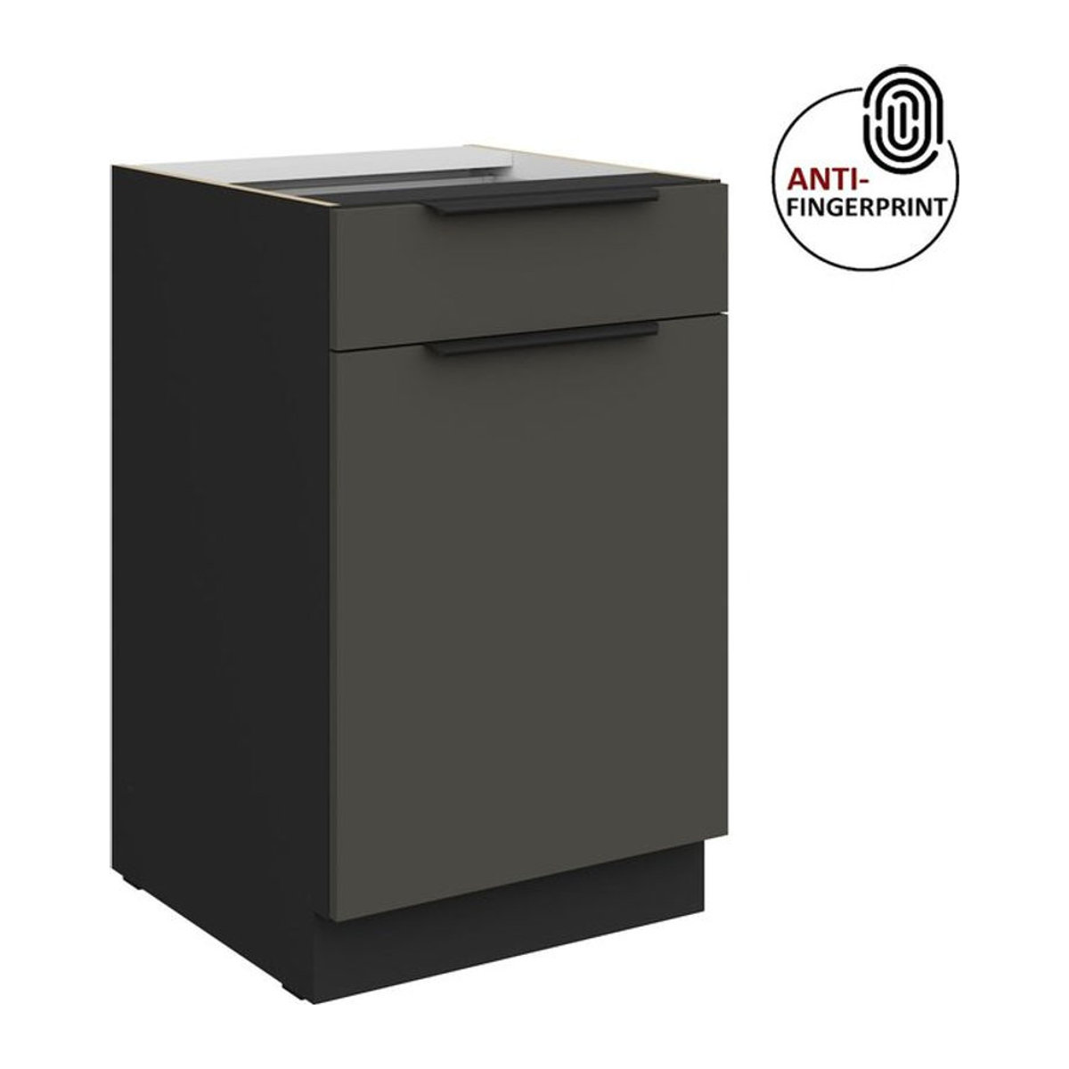 Küchenunterschrank ARIA mit Drehtüren in Graphite Matt Anti Fingerprint, Breite: 50 cm - Bild 1