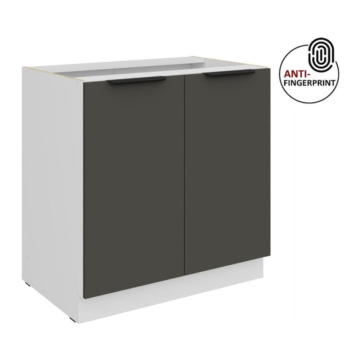 Küchenunterschrank ARIA mit Drehtüren in Graphite Matt, Anti Fingerprint, Breite: 80 cm - Bild 1