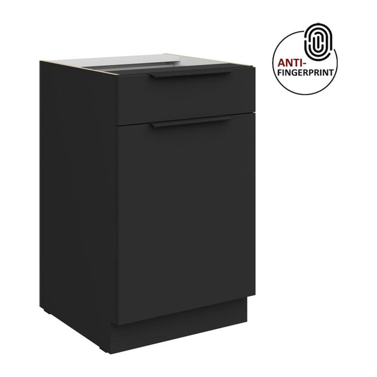 Küchenunterschrank ARIA mit Drehtüren in Schwarz matt Anti Fingerprint, Breite: 50 cm - Bild 1