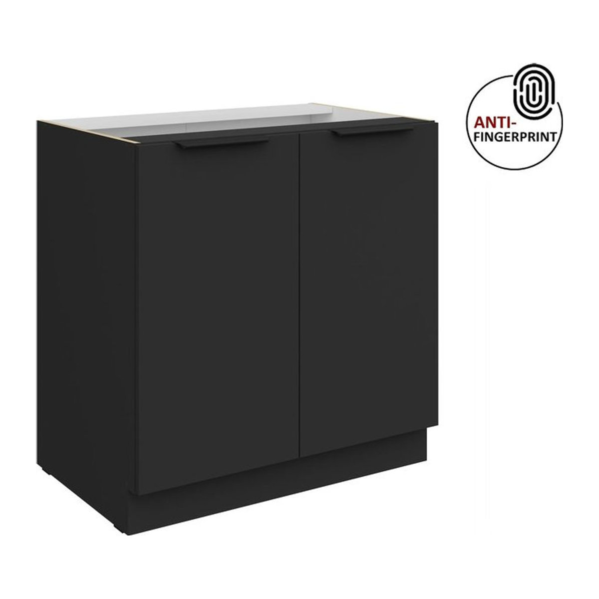 Küchenunterschrank ARIA mit Drehtüren in Schwarz matt Anti Fingerprint, Breite: 80 cm - Bild 1