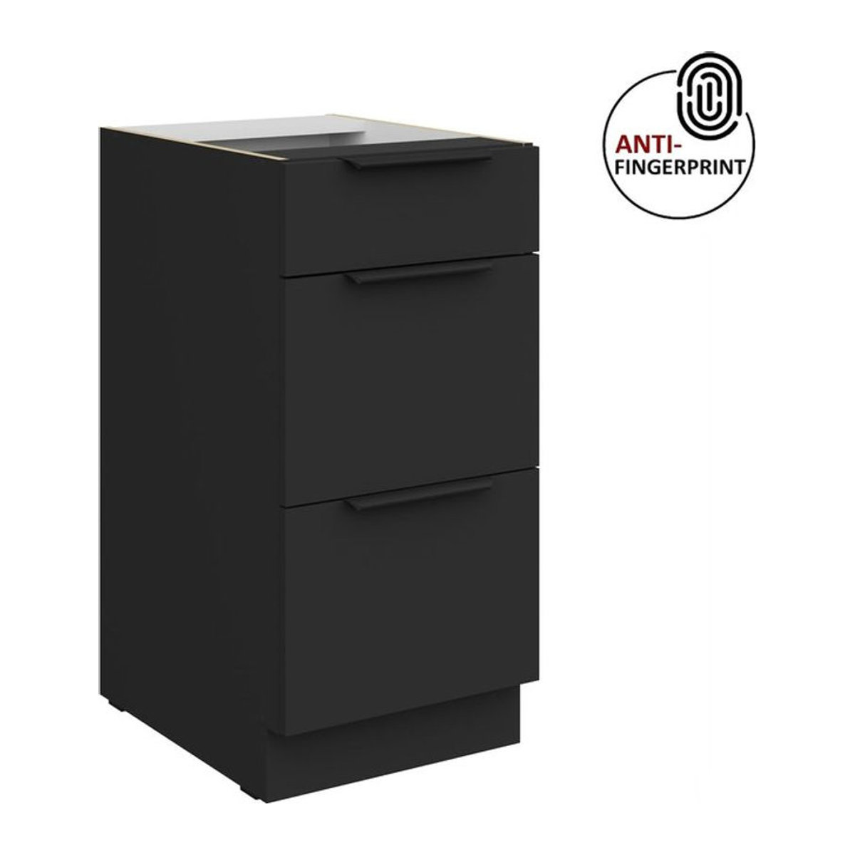 Küchenunterschrank ARIA Modern Schwarz matt Anti Fingerprint 40 cm - Bild 1