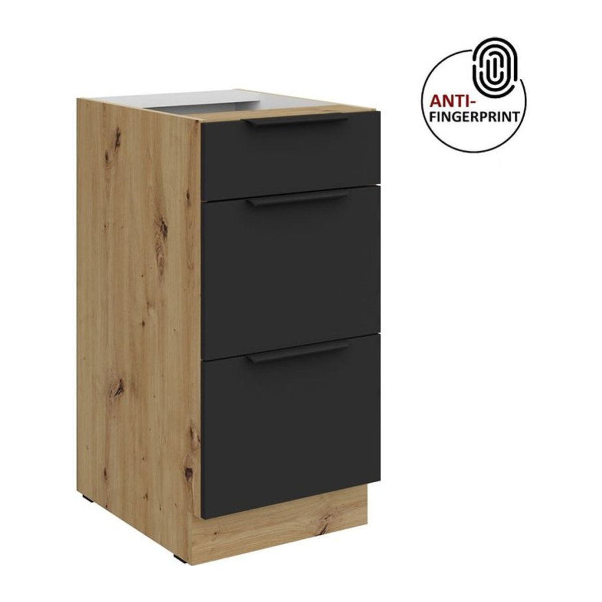 Küchenunterschrank ARIA Modern Schwarz matt Anti Fingerprint Breite: 40 cm - Bild 1