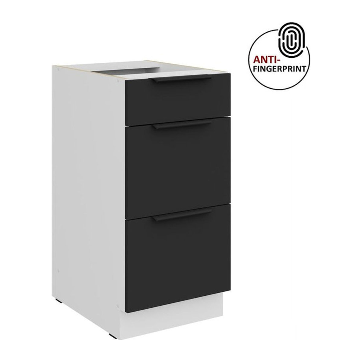Küchenunterschrank ARIA Modern Schwarz Matt Anti Fingerprint Breite: 40 cm - Bild 1