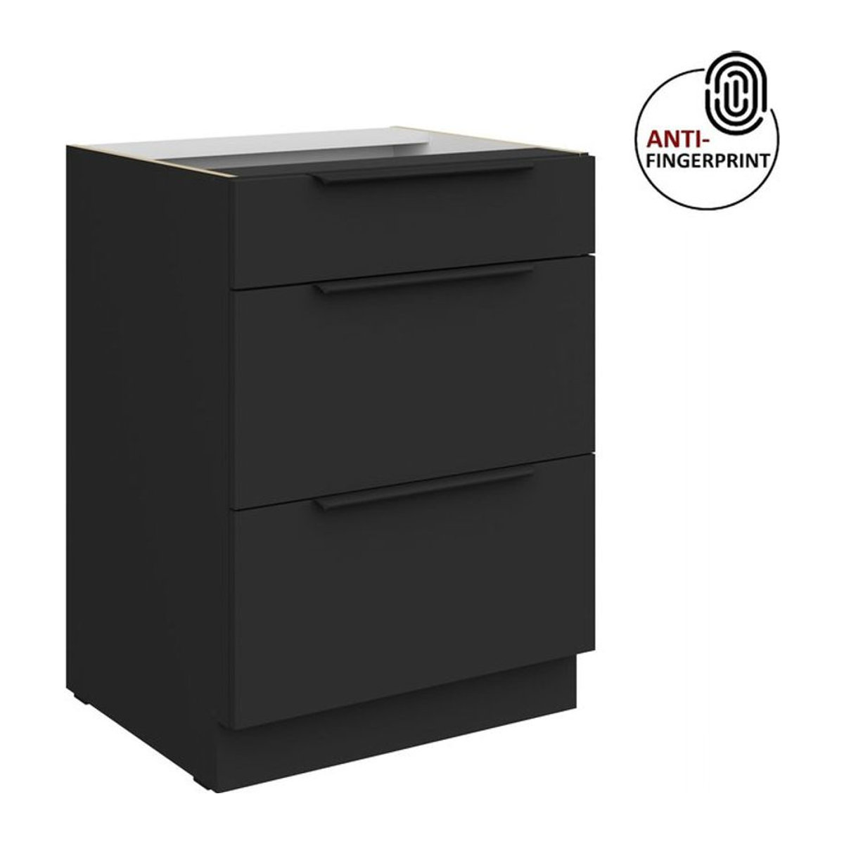 Küchenunterschrank ARIA Schwarz Modern mit Anti-Fingerprint Oberfläche Breite: 60 cm - Bild 1