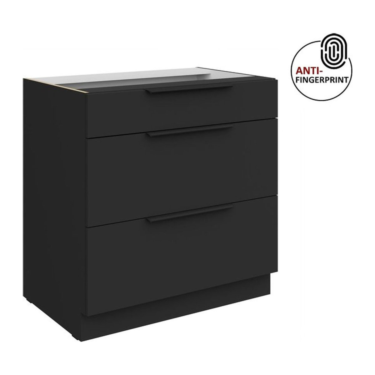 Küchenunterschrank Arnia in Schwarz matt mit Anti-Fingerprint-Beschichtung, Breite: 80 cm - Bild 1