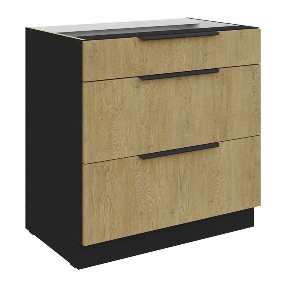 Küchenunterschrank CREMONA in Eiche Natur mit Vollauszug und Soft-Close, Breite: 80 cm - Bild 1
