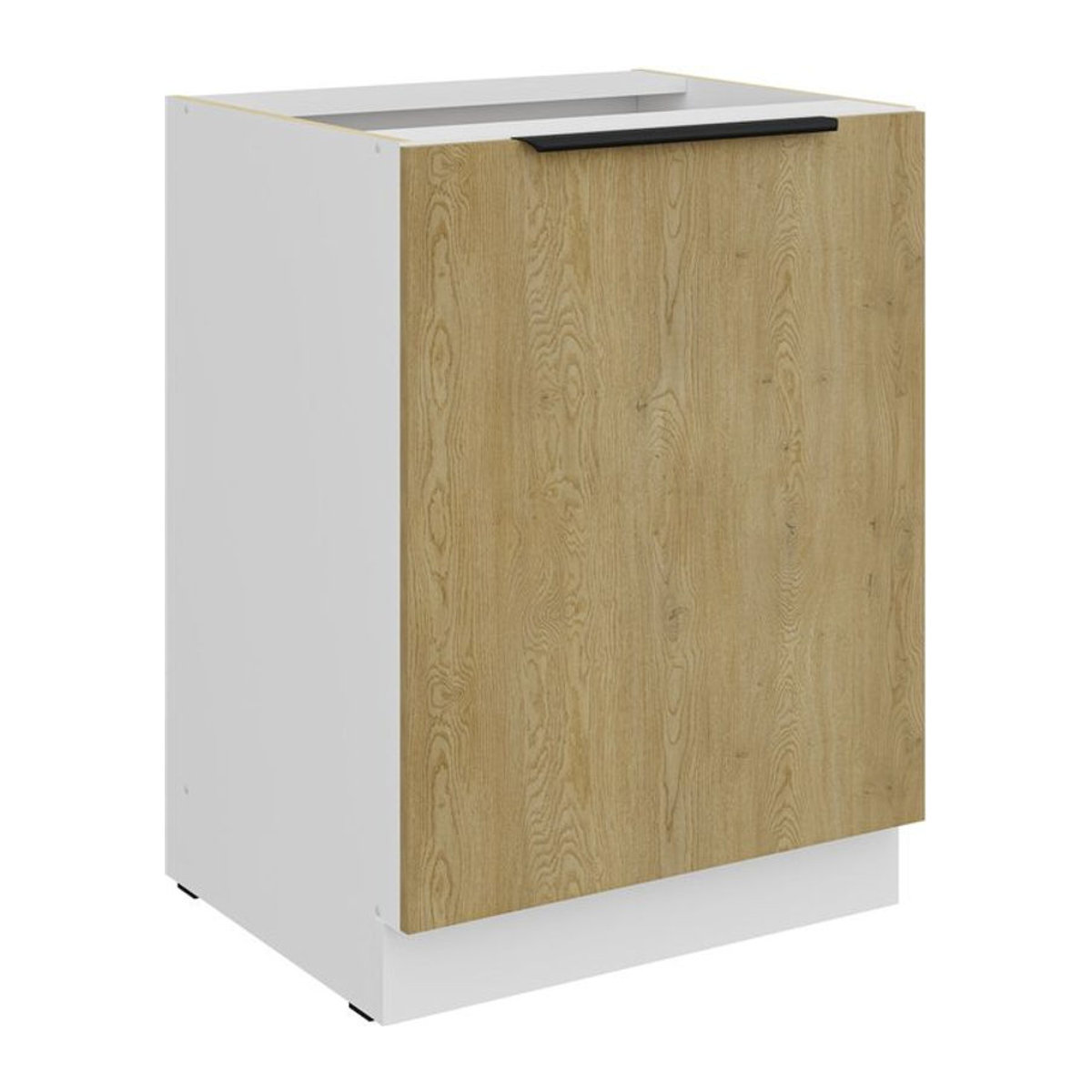 Küchenunterschrank CREMONA mit Drehtüren in Eiche Natur und Weiß, Breite: 60 cm - Bild 1