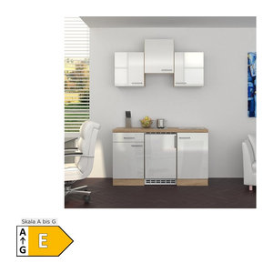 Küchenzeile Flex-Well Valero in Weiß und Eiche Natur mit Drehtüren, B/H/T: 150 x 226 x 60 cm