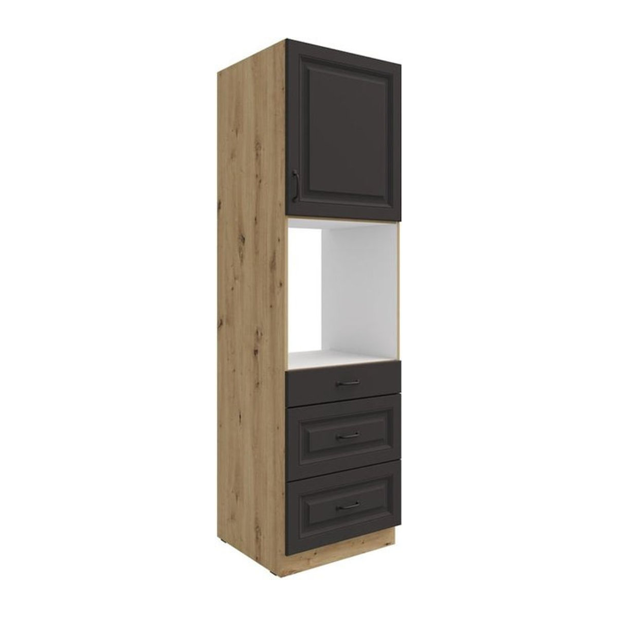 Küchenzeile Stilo Küchenblock mit Backofen Hochschrank und Schubladen in Grau, Breite: 60 cm - Bild 1