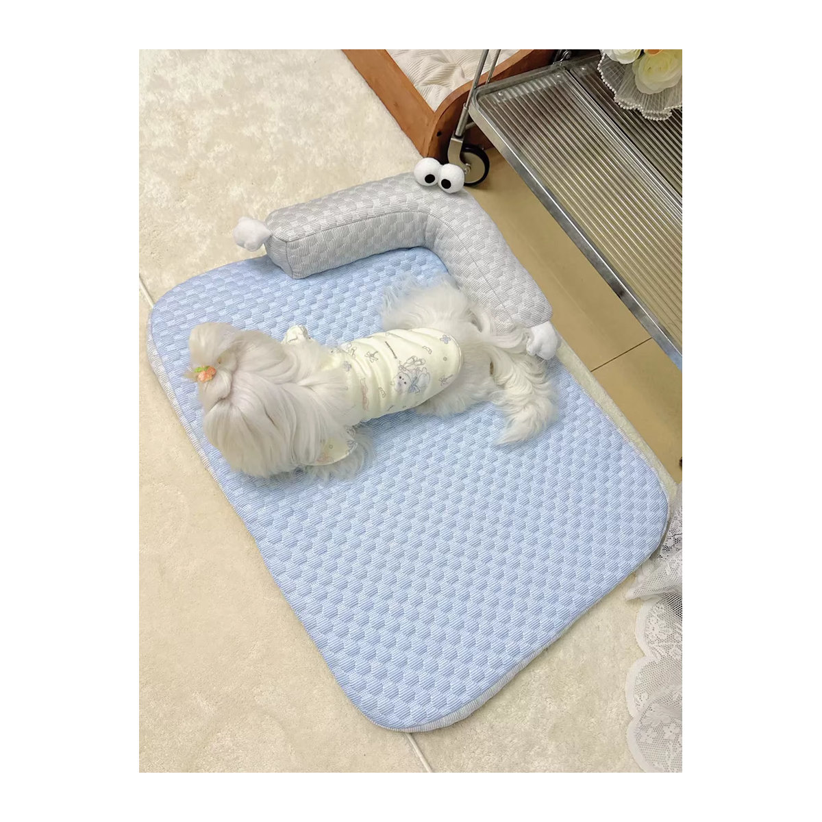 Kühlendes orthopädisches Hundebett in Blau mit wasserdichtem Sofa und waschbarem Bezug für kleine und mittelgroße Haustiere - Bild 3