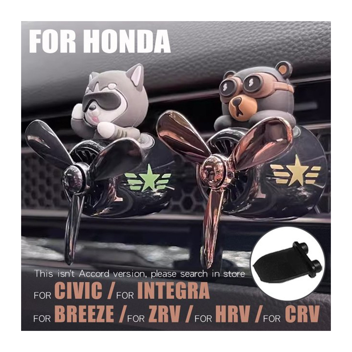 KUKII Auto Luftventilerfrischer Diffusor für Honda Civic Integra CRV HRV ZRV in Schwarz - Bild 1