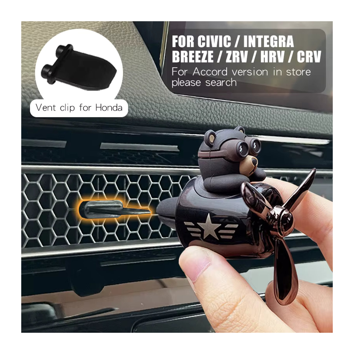 KUKII Auto Luftventilerfrischer Diffusor für Honda Civic Integra CRV HRV ZRV in Schwarz - Bild 2