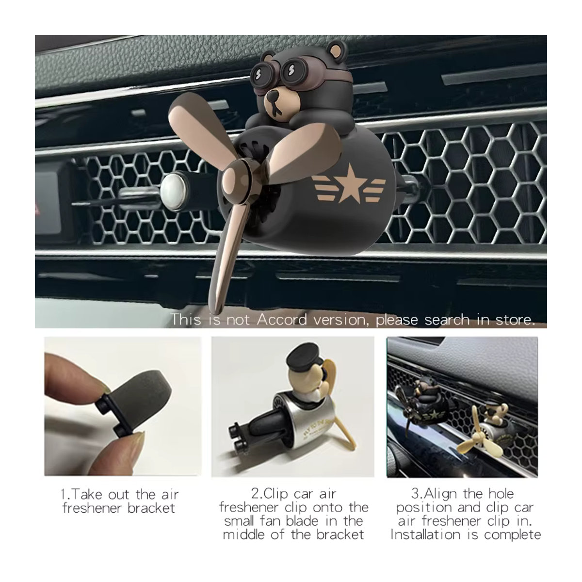 KUKII Auto Luftventilerfrischer Diffusor für Honda Civic Integra CRV HRV ZRV in Schwarz - Bild 3