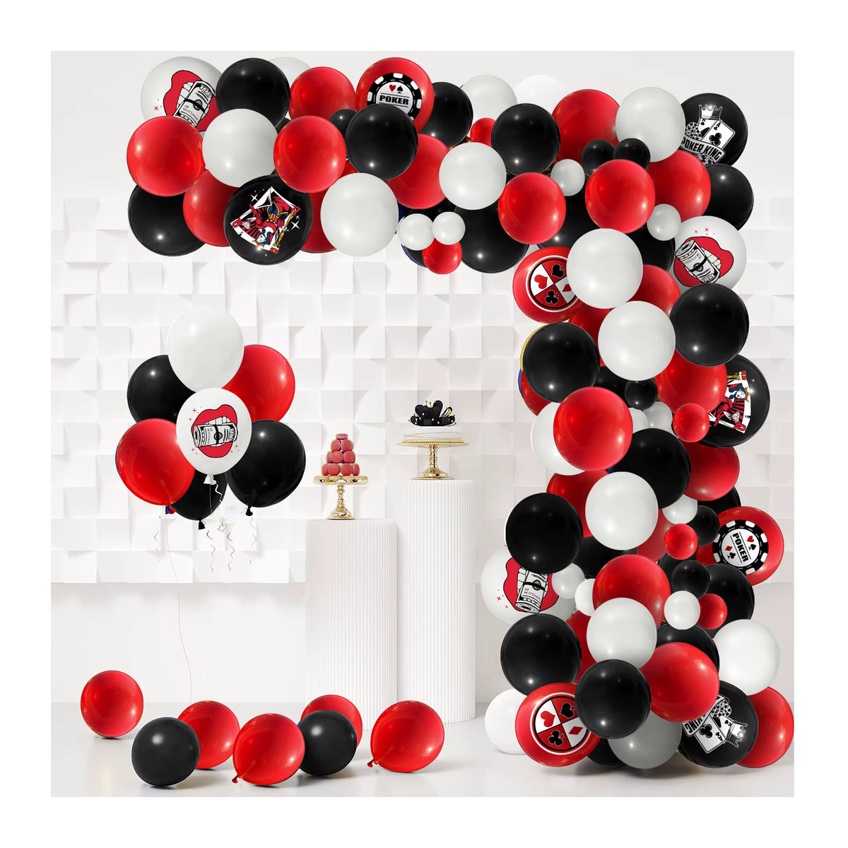 KUKUZHU 101-teiliges Ballon-Girlanden-Set in Rot und Schwarz für Casino- und Poker-Themenpartien sowie Geburtstage - Bild 2