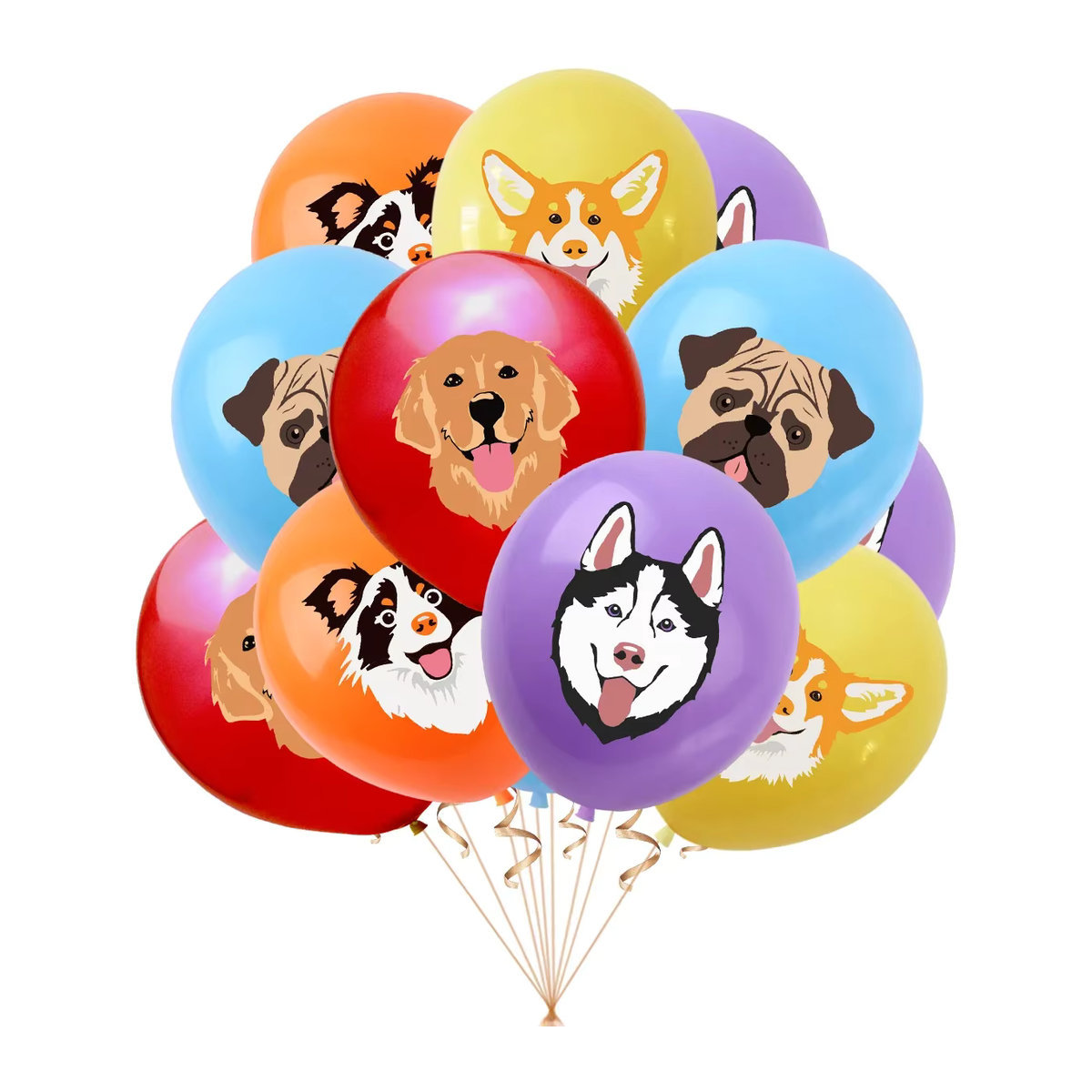 KUKUZHU 10er Set bunte Latex Ballons mit Hund und Katze Motiv für Kindergeburtstage Durchmesser: 30,48 cm - Bild 4