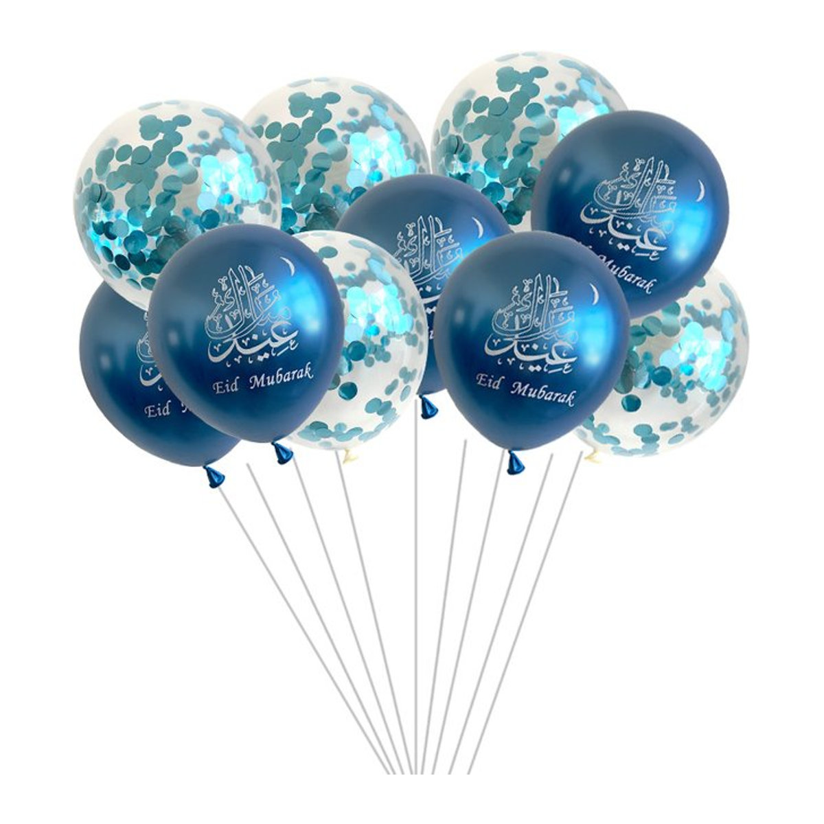 KUKUZHU 10er Set Ramadan Eid Mubarak Latex Ballons in Gold und Blau für orientalische Partydekorationen - Bild 1