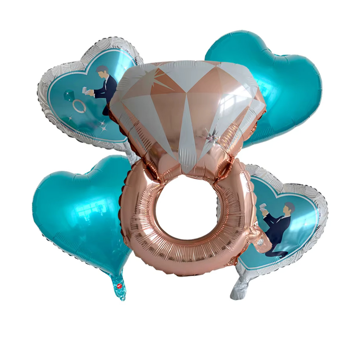 KUKUZHU Folienballon Diamantring in Roségold mit Aufschrift für Brautparty, Hochzeit und Verlobung, Durchmesser: 55,88 cm - Bild 2
