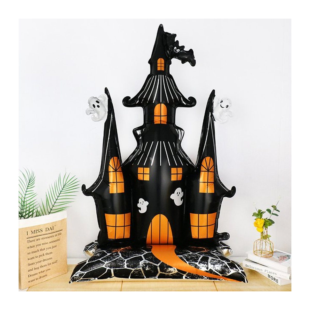 KUKUZHU Halloween Dekoration Set mit Spukhaus, Schloss, Totenkopf und Kürbis in Grün und Schwarz aus Kunststoff - Bild 1