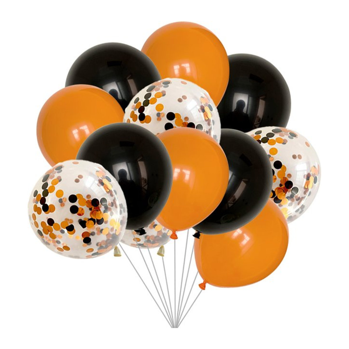 KUKUZHU Halloween Konfetti-Luftballons aus Latex, 15 Stück, Orange, Schwarz und Mehrfarbig, runde Party-Dekoration - Bild 1