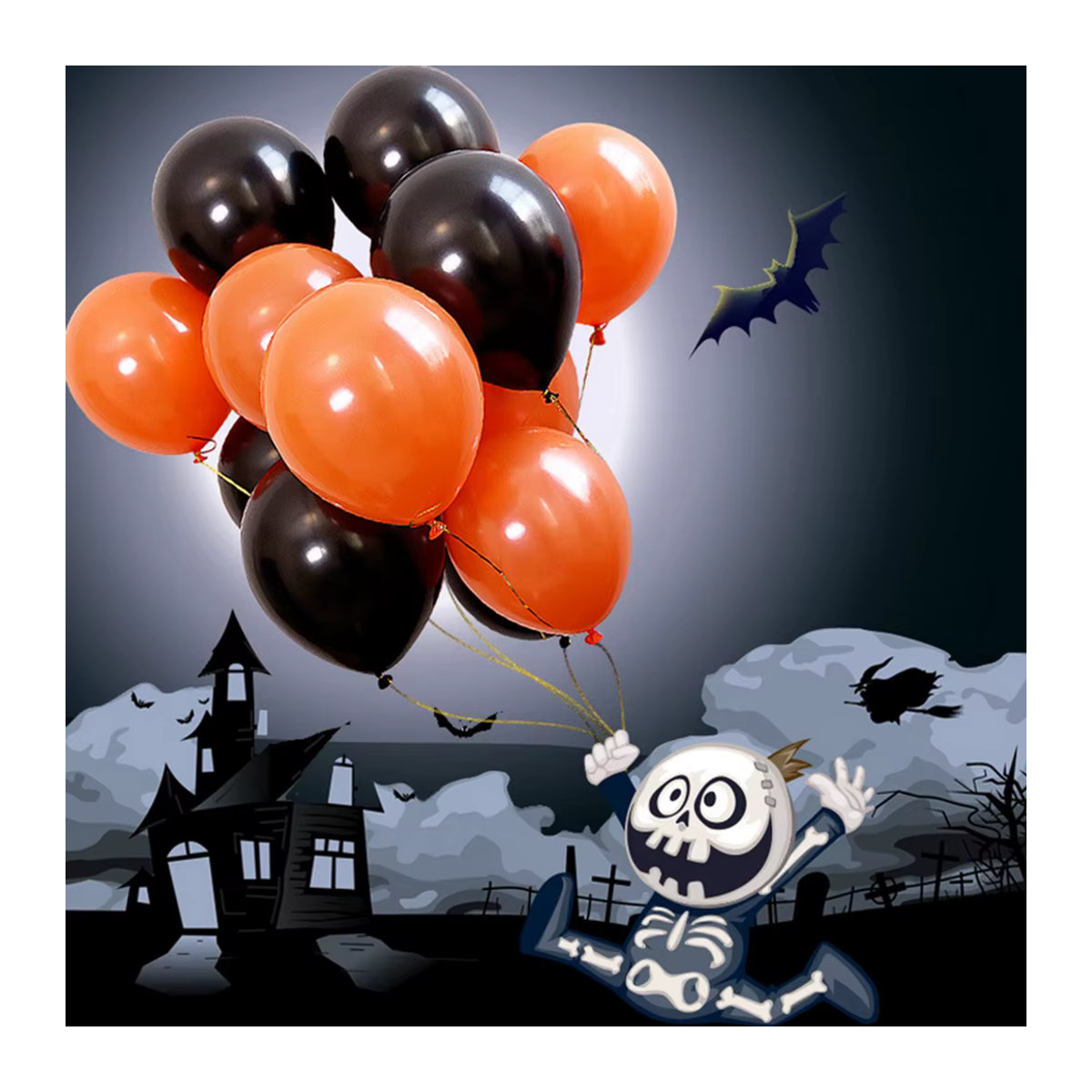 KUKUZHU Halloween Konfetti-Luftballons aus Latex, 15 Stück, Orange, Schwarz und Mehrfarbig, runde Party-Dekoration - Bild 3