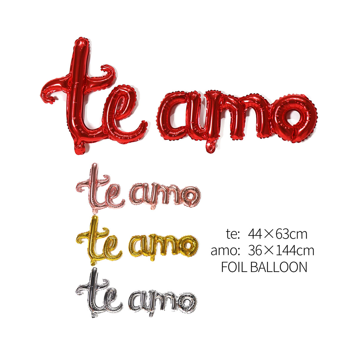 KUKUZHU TE AMO Folienballons Set mit spanischem Ich liebe dich Schriftzug in Rot und Mehrfarbig für Valentinstag und Hochzeitsdekorationen - Bild 2