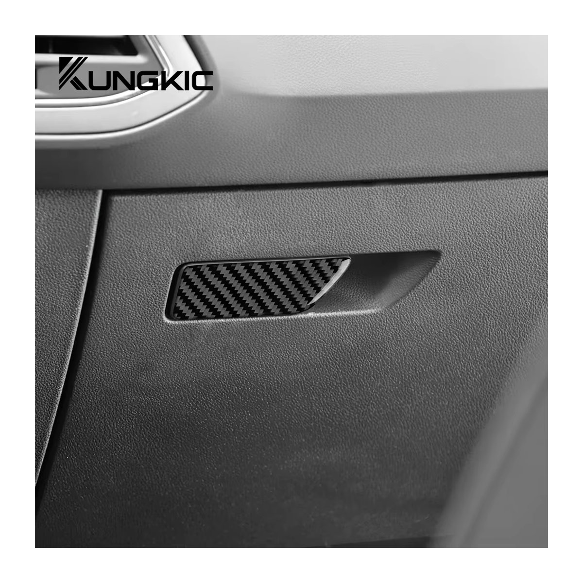 KUNGKIC Carbon Faser Aufkleber für SEAT Leon 2013-2020, Front Passagier Box Schalter Trim, Schwarz - Bild 2
