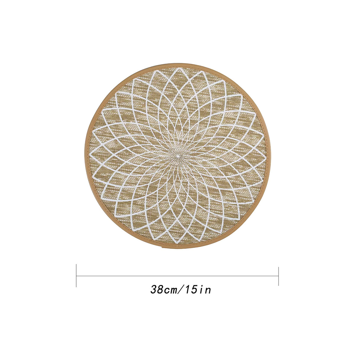 Künstlerische Jute-Tischsets mit Kunstlederkanten in Weiß und Beige, wärmeisolierende Platzsets zur Tischdekoration - Bild 5
