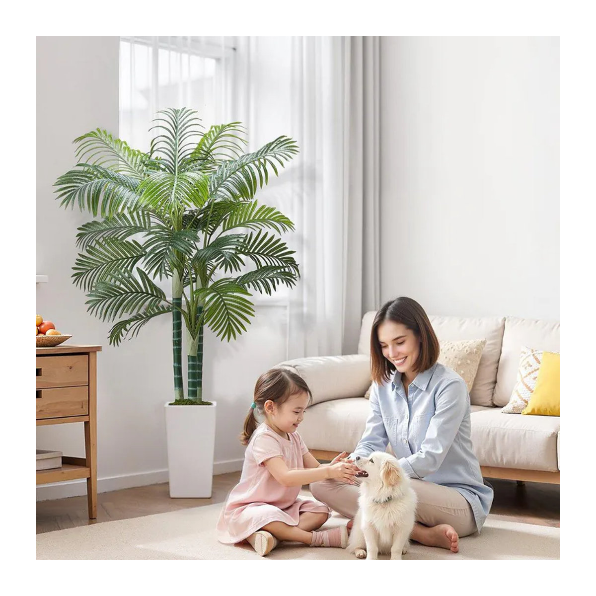 Künstliche Areca-Palme von Buying Solutions, MB in Grün mit weißem Übertopf, Höhe: 182,9 cm, Breite: 104 cm, Tiefe: 104 cm - Bild 5