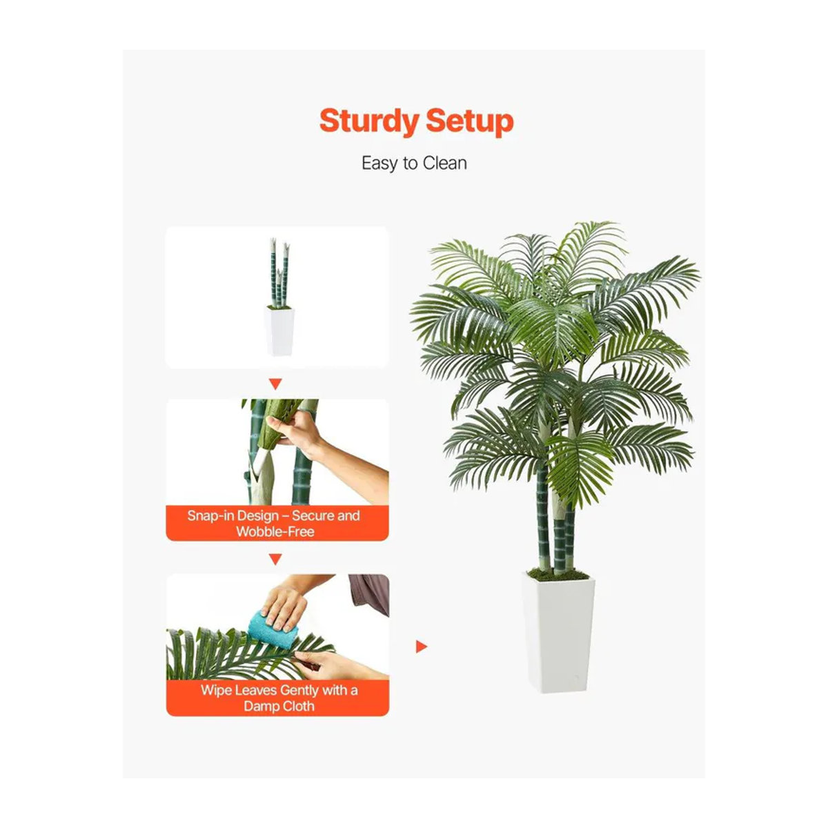 Künstliche Areca-Palme von Buying Solutions, MB in Grün mit weißem Übertopf, Höhe: 182,9 cm, Breite: 104 cm, Tiefe: 104 cm - Bild 6
