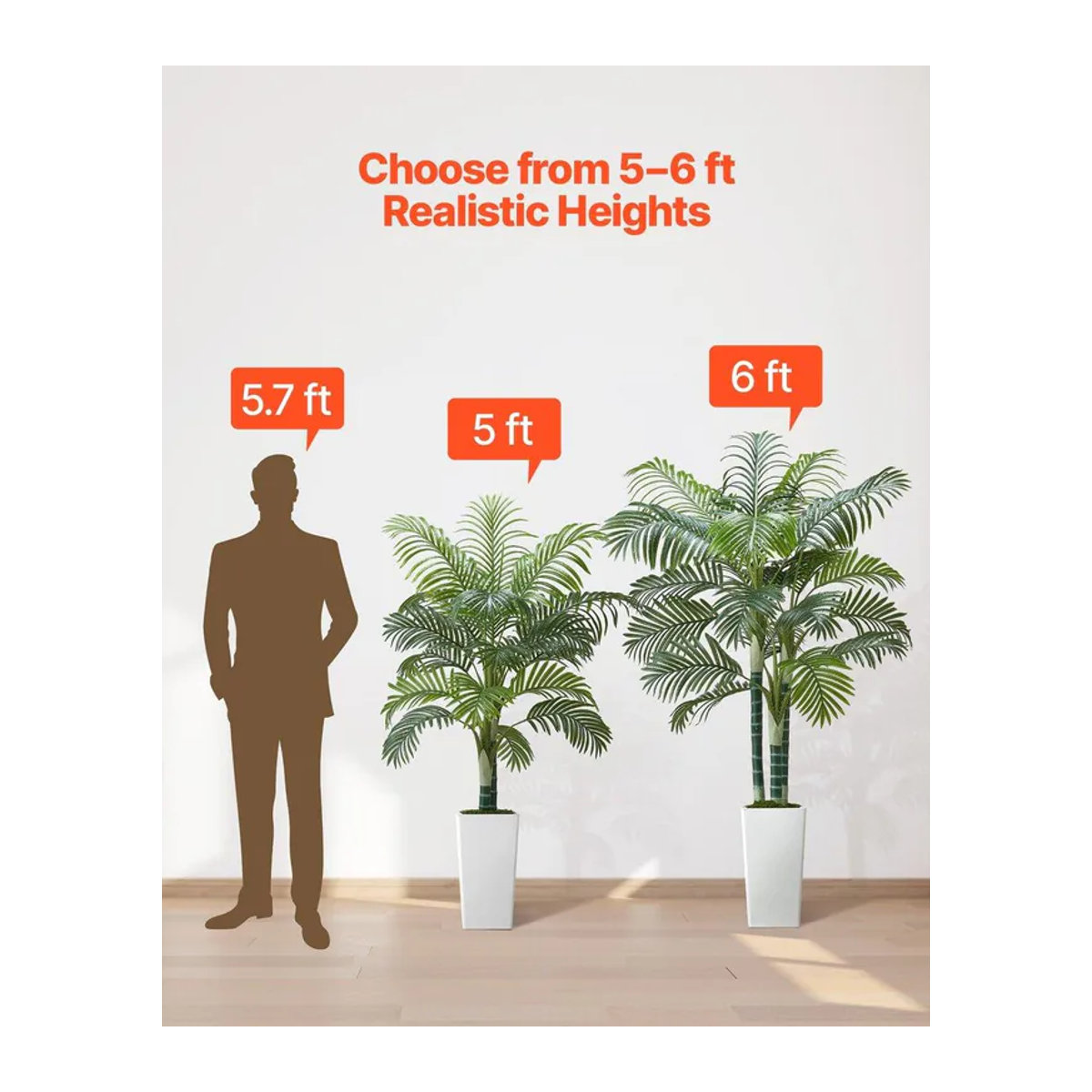 Künstliche Areca-Palme von Buying Solutions, MB in Grün mit weißem Übertopf, Höhe: 182,9 cm, Breite: 104 cm, Tiefe: 104 cm - Bild 8